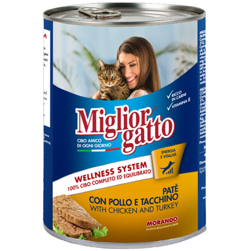 BOCC.POLLO E TACCHINO MIGLIORGATTO GR 405